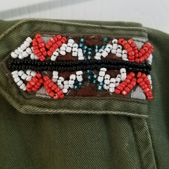 Miami/ military zip up jacket w/beaded detail - Picture 4 of 8